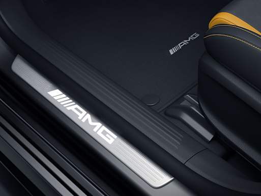 AMG illuminated door sill panels with AMG lettering and interchangeable covers