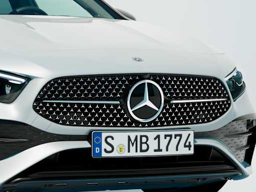 Radiator grille with Mercedes-Benz pattern and bonnet with powerdomes