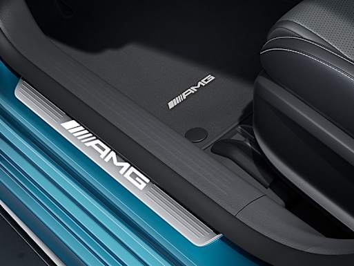 AMG illuminated door sill panels with "AMG" lettering and interchangeable covers