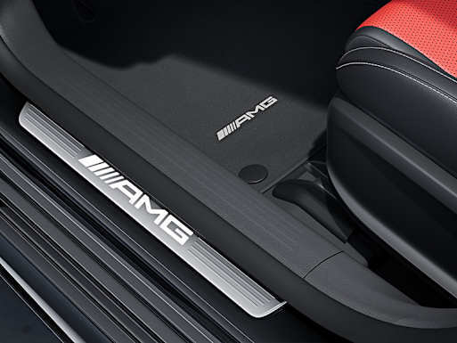 AMG illuminated door sill panels with "AMG" lettering and interchangeable covers