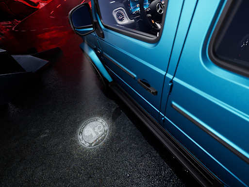 Surround lighting with projection of brand logo