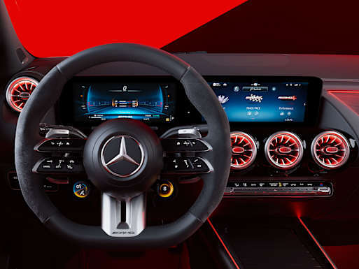 Widescreen Cockpit with MBUX multimedia system and AMG-specific display designs