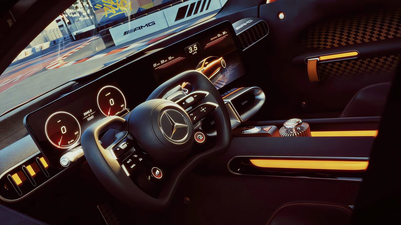 Purist, driver-oriented cockpit