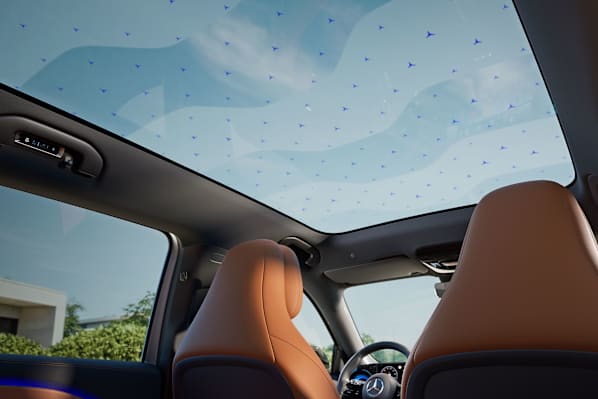 Illuminated pattern in the panoramic roof